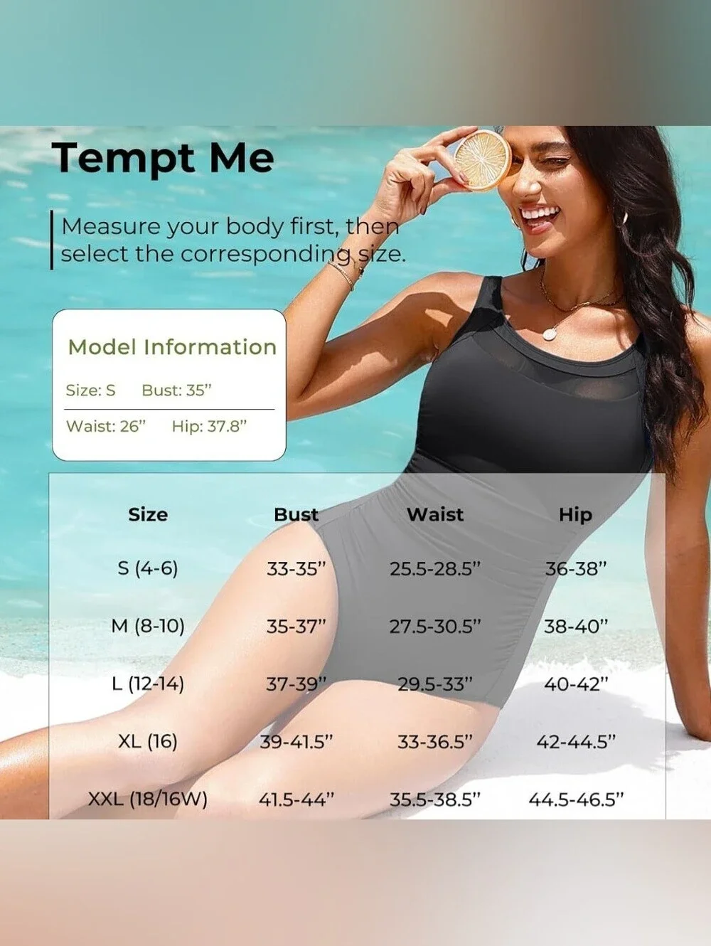 Tempt Me Women Black One Piece Mesh Upper Swimsuit Tummy Control Full Coverage